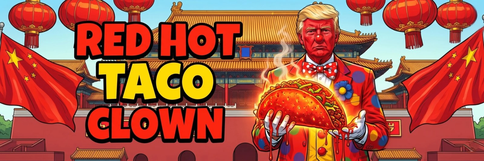 wordmark scene with flaming taco at the Forbidden City